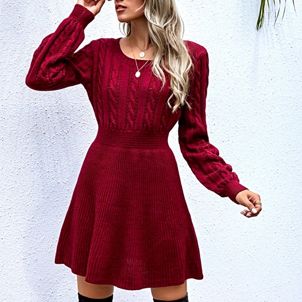 Burgundy sweater dress